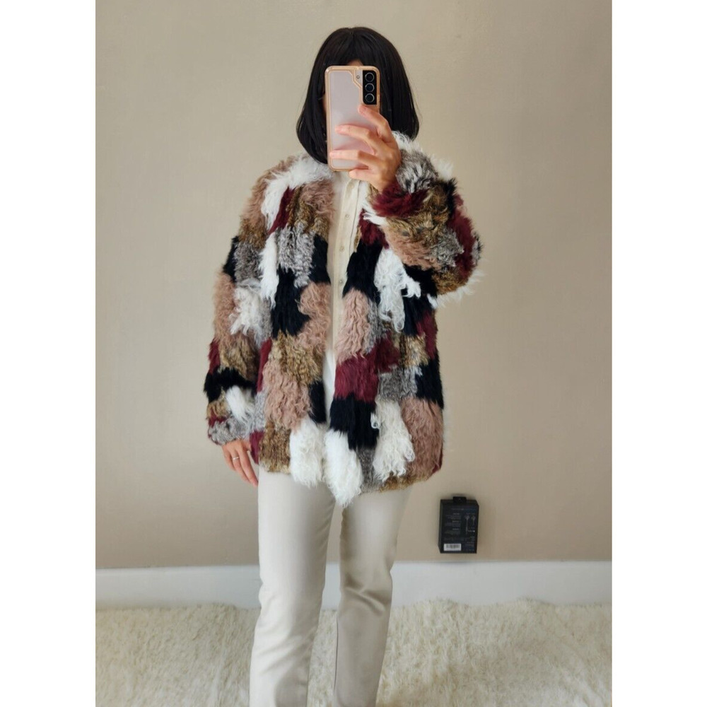 Ulla Johnson Iris Genuine Rabbit Fur Lamb Fur Jacket Coat Size P Rare #1N452